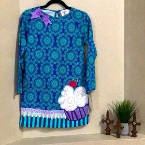 NWT Girls long sleeve dress with cupcake accent (sz12)